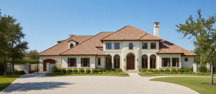 Mediterranean house plans 19-123 - front exterior, 7,229 sq ft, 4 bed, 3 bath house plans | Monster House Plans