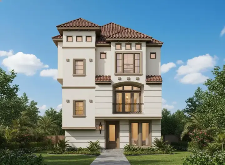 Mediterranean house plans 19-1239 - front exterior, 2,227 sq ft, 3 bed, 3 bath house plans | Monster House Plans