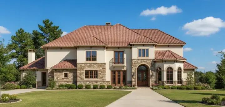 Mediterranean house plans 19-1243 - front exterior, 5,598 sq ft, 4 bed, 4 bath house plans | Monster House Plans