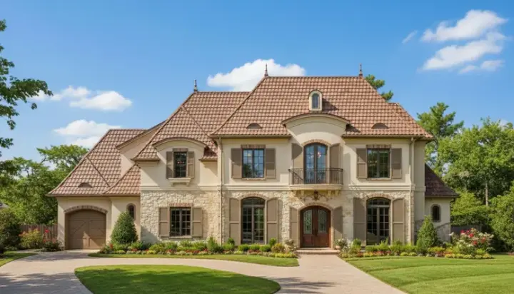 French Country house plans 19-1247 - front exterior, 6,407 sq ft, 5 bed, 4 bath house plans | Monster House Plans