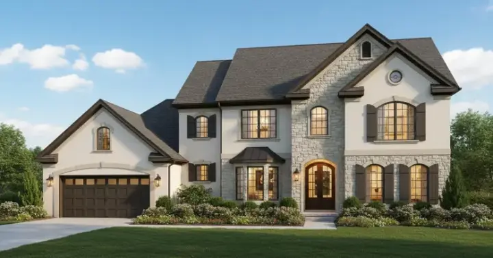 French Country house plans 19-1262 - front exterior, 3,345 sq ft, 5 bed, 3 bath house plans | Monster House Plans