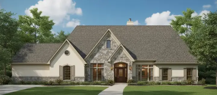 French Country house plans 19-1286 - front exterior, 3,241 sq ft, 4 bed, 3 bath house plans | Monster House Plans