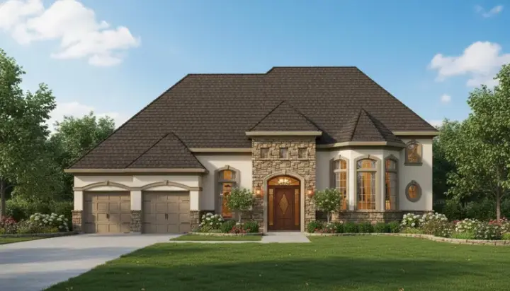 Tuscan house plans 19-1304 - front exterior, 4,275 sq ft, 4 bed, 3 bath house plans | Monster House Plans