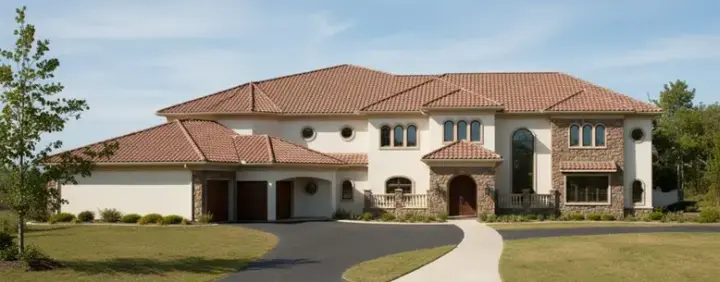 Tuscan house plans 19-131 - front exterior, 7,432 sq ft, 5 bed, 6 bath house plans | Monster House Plans