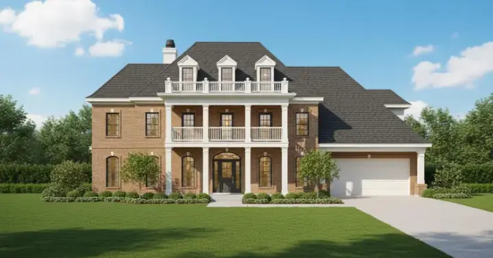 Southern Colonial house plans 19-1314 - front exterior, 5,026 sq ft, 5 bed, 3 bath house plans | Monster House Plans