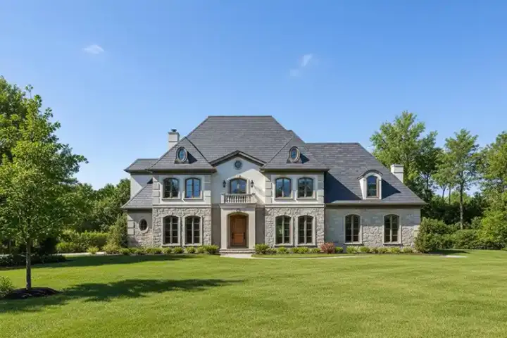 European house plans 19-132 - front exterior, 5,208 sq ft, 4 bed, 4 bath house plans | Monster House Plans