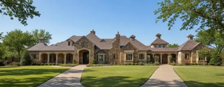 Tuscan house plans 19-134 - front exterior, 6,195 sq ft, 3 bed, 4 bath house plans | Monster House Plans