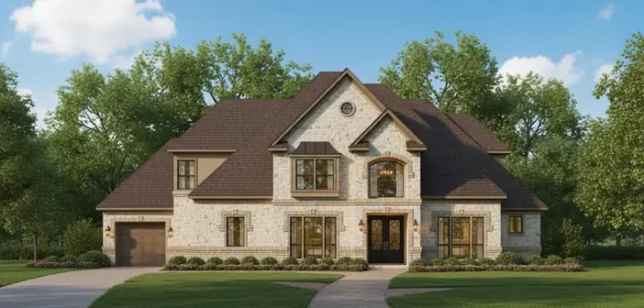 Traditional house plans 19-1340 - front exterior, 4,600 sq ft, 5 bed, 3 bath house plans | Monster House Plans