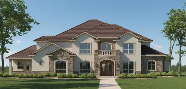 Traditional house plans 19-135 - front exterior, 6,600 sq ft, 4 bed, 4 bath house plans | Monster House Plans