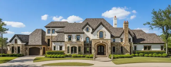 French Country house plans 19-1350 - front exterior, 5,494 sq ft, 4 bed, 4 bath house plans | Monster House Plans