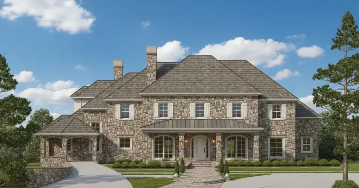 Traditional house plans 19-1351 - front exterior, 7,195 sq ft, 4 bed, 5 bath house plans | Monster House Plans