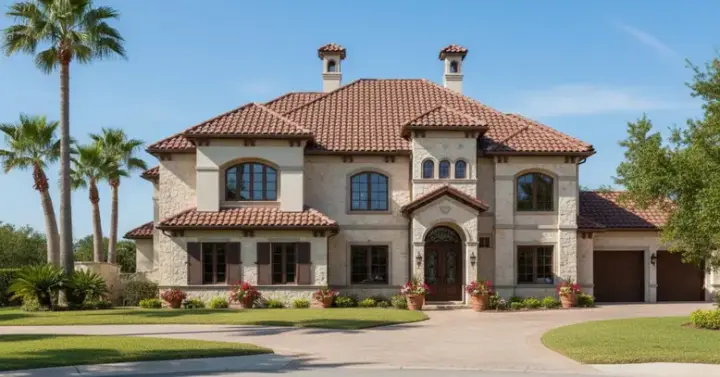 Mediterranean house plans 19-138 - front exterior, 5,542 sq ft, 5 bed, 4 bath house plans | Monster House Plans