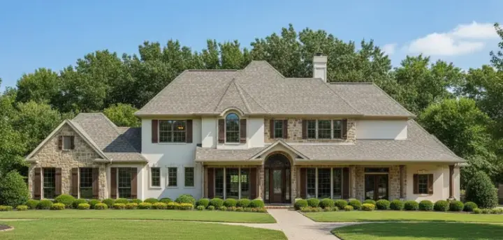 French Country house plans 19-1390 - front exterior, 4,340 sq ft, 4 bed, 4 bath house plans | Monster House Plans
