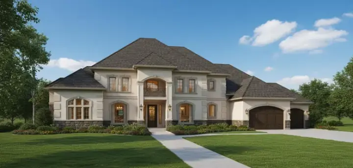 Traditional house plans 19-1392 - front exterior, 5,527 sq ft, 4 bed, 4 bath house plans | Monster House Plans