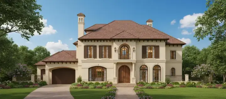 Mediterranean house plans 19-1393 - front exterior, 5,687 sq ft, 4 bed, 4 bath house plans | Monster House Plans