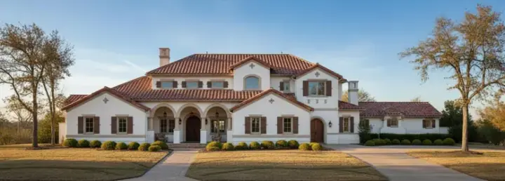 Mediterranean house plans 19-140 - front exterior, 6,050 sq ft, 4 bed, 3 bath house plans | Monster House Plans