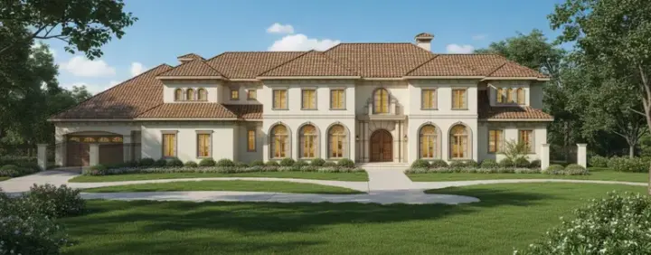 Mediterranean house plans 19-1402 - front exterior, 8,120 sq ft, 5 bed, 5 bath house plans | Monster House Plans