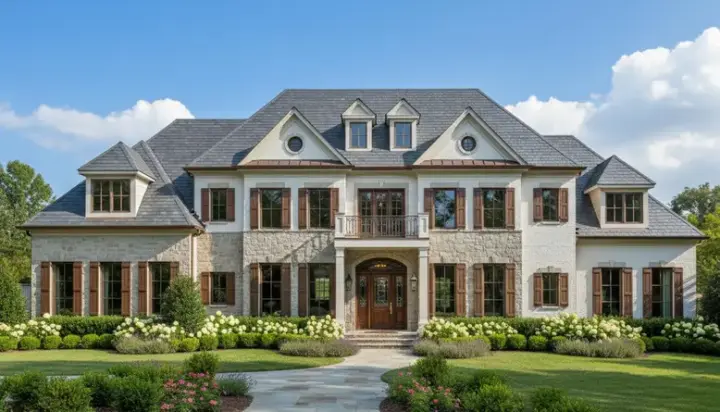 European house plans 19-1404 - front exterior, 4,130 sq ft, 4 bed, 3 bath house plans | Monster House Plans