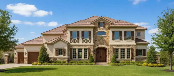 Tuscan house plans 19-1419 - front exterior, 5,156 sq ft, 5 bed, 4 bath house plans | Monster House Plans