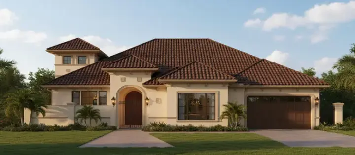 Mediterranean house plans 19-1422 - front exterior, 3,566 sq ft, 3 bed, 3 bath house plans | Monster House Plans