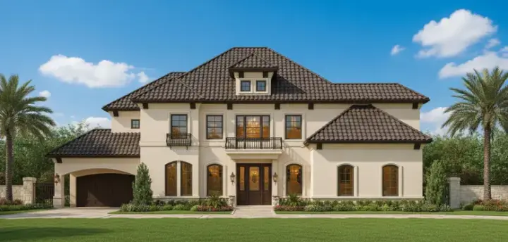 Mediterranean house plans 19-1428 - front exterior, 4,196 sq ft, 4 bed, 3 bath house plans | Monster House Plans