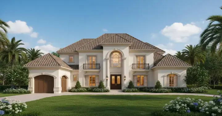 Mediterranean house plans 19-1429 - front exterior, 4,114 sq ft, 4 bed, 3 bath house plans | Monster House Plans
