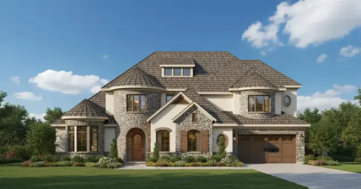 Tuscan house plans 19-1432 - front exterior, 4,834 sq ft, 5 bed, 4 bath house plans | Monster House Plans