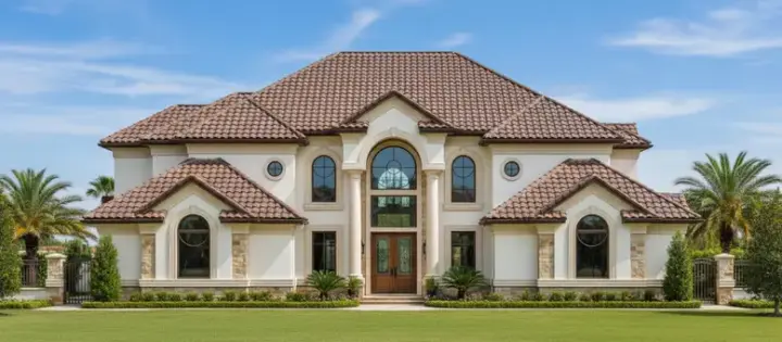 Contemporary house plans 19-1437 - front exterior, 5,827 sq ft, 5 bed, 5 bath house plans | Monster House Plans