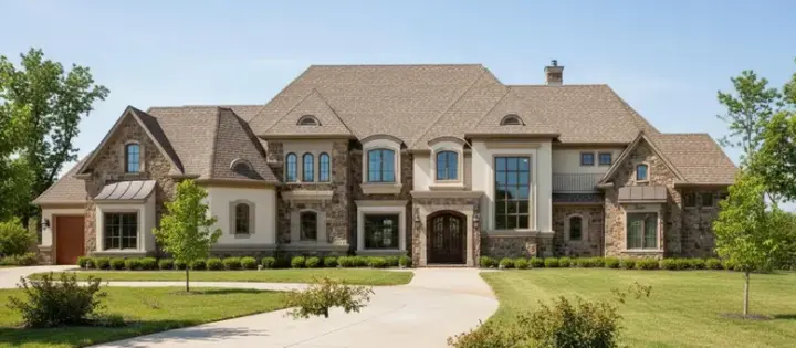 French Country house plans 19-144 - front exterior, 6,230 sq ft, 4 bed, 4 bath house plans | Monster House Plans
