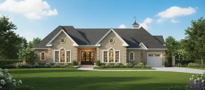 Traditional house plans 19-1442 - front exterior, 3,940 sq ft, 3 bed, 3 bath house plans | Monster House Plans