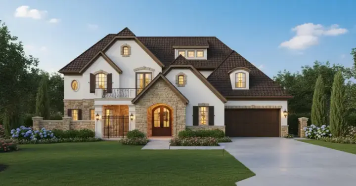 French Country house plans 19-1451 - front exterior, 5,079 sq ft, 5 bed, 4 bath house plans | Monster House Plans