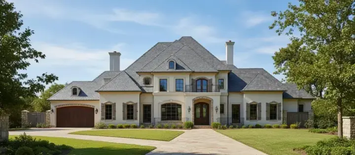 French Country house plans 19-146 - front exterior, 6,009 sq ft, 4 bed, 4 bath house plans | Monster House Plans