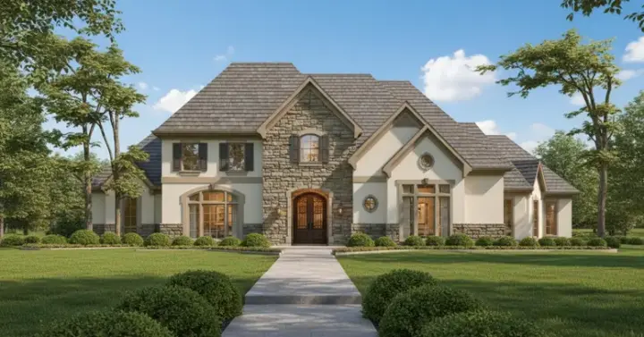 European house plans 19-1461 - front exterior, 5,363 sq ft, 4 bed, 3 bath house plans | Monster House Plans
