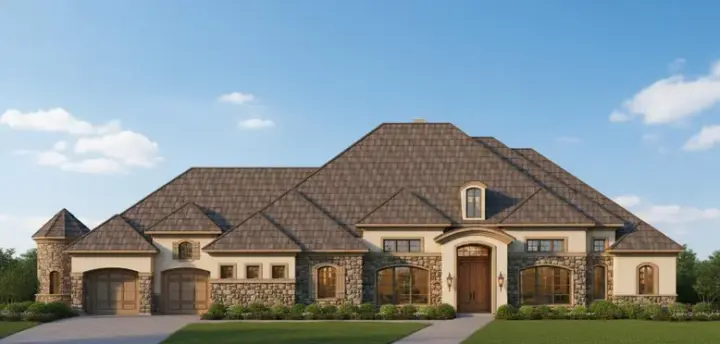 Tuscan house plans 19-1465 - front exterior, 3,818 sq ft, 4 bed, 3 bath house plans | Monster House Plans