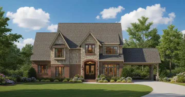 Traditional house plans 19-1492 - front exterior, 3,918 sq ft, 4 bed, 3 bath house plans | Monster House Plans