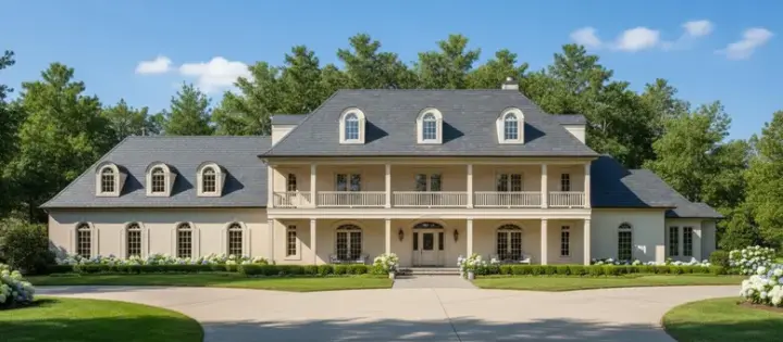 Southern Colonial house plans 19-1494 - front exterior, 6,355 sq ft, 5 bed, 4 bath house plans | Monster House Plans