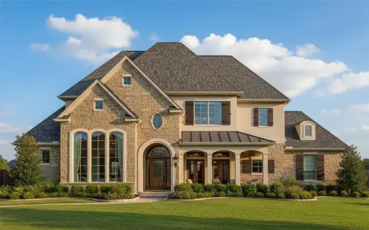 French Country house plans 19-1512 - front exterior, 3,967 sq ft, 4 bed, 3 bath house plans | Monster House Plans