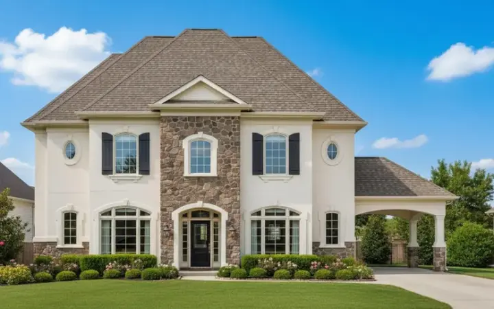 French Country house plans 19-1514 - front exterior, 3,601 sq ft, 5 bed, 3 bath house plans | Monster House Plans