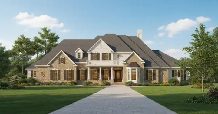 Traditional house plans 19-1521 - front exterior, 4,825 sq ft, 4 bed, 3 bath house plans | Monster House Plans