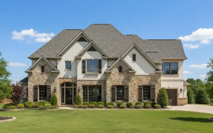 French Country house plans 19-153 - front exterior, 4,268 sq ft, 4 bed, 3 bath house plans | Monster House Plans