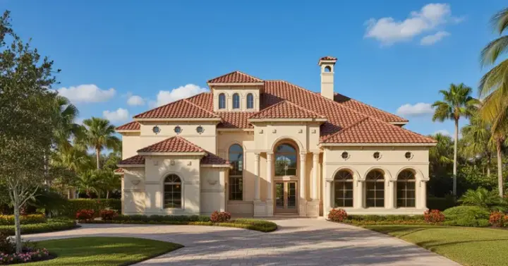 Mediterranean house plans 19-1532 - front exterior, 6,533 sq ft, 4 bed, 4 bath house plans | Monster House Plans