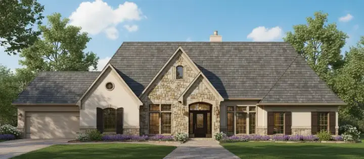 French Country house plans 19-1548 - front exterior, 3,241 sq ft, 4 bed, 3 bath house plans | Monster House Plans
