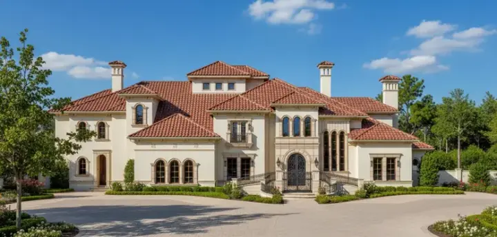 Mediterranean house plans 19-155 - front exterior, 6,491 sq ft, 4 bed, 5 bath house plans | Monster House Plans