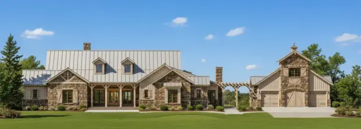 Country house plans 19-1552 - front exterior, 5,334 sq ft, 3 bed, 3 bath house plans | Monster House Plans
