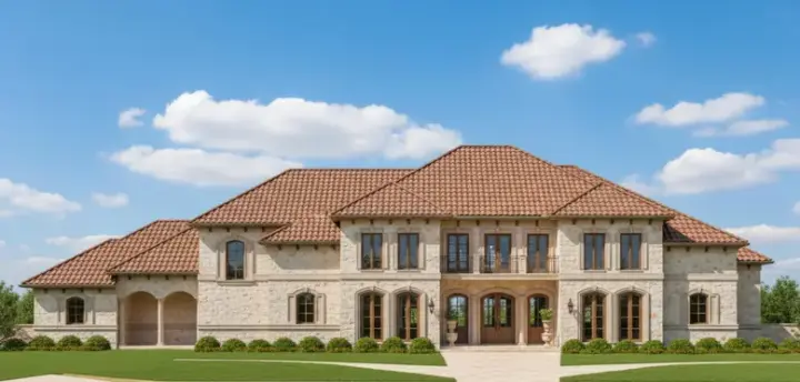 Mediterranean house plans 19-1555 - front exterior, 6,125 sq ft, 5 bed, 5 bath house plans | Monster House Plans
