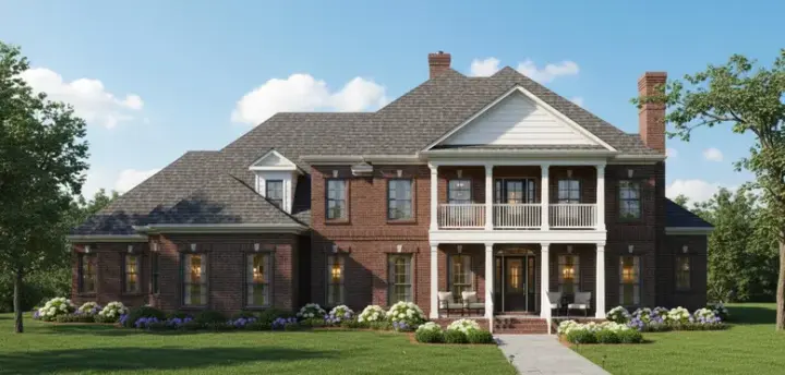 Colonial house plans 19-1558 - front exterior, 4,428 sq ft, 4 bed, 4 bath house plans | Monster House Plans