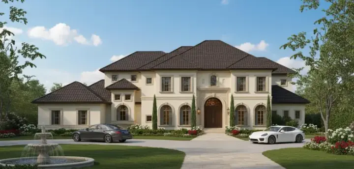 Mediterranean house plans 19-1571 - front exterior, 3,801 sq ft, 4 bed, 3 bath house plans | Monster House Plans