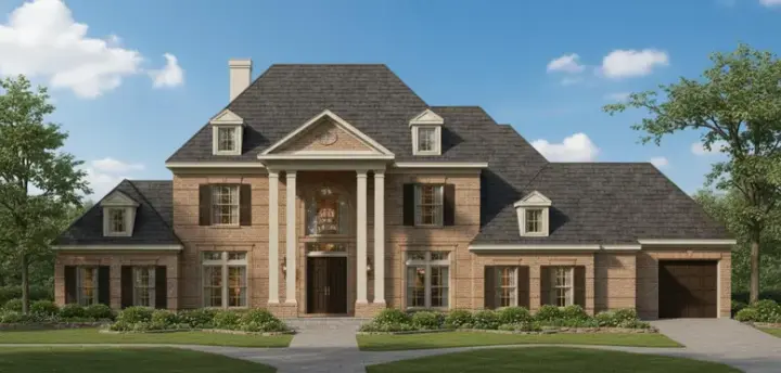 Georgian house plans 19-1572 - front exterior, 4,693 sq ft, 5 bed, 5 bath house plans | Monster House Plans