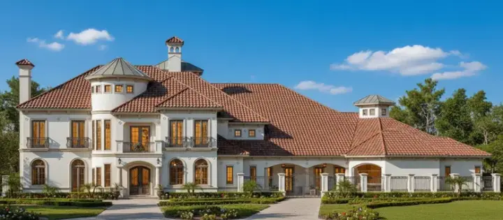 Mediterranean house plans 19-1595 - front exterior, 8,306 sq ft, 4 bed, 3 bath house plans | Monster House Plans