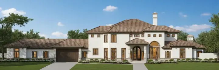 Mediterranean house plans 19-1600 - front exterior, 6,377 sq ft, 4 bed, 5 bath house plans | Monster House Plans
